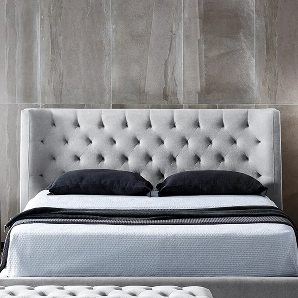 
Online Hot Sell Bed Modern Adjustable Double Bed Bedroom Furniture King Size Grey Bed Frame For Home 