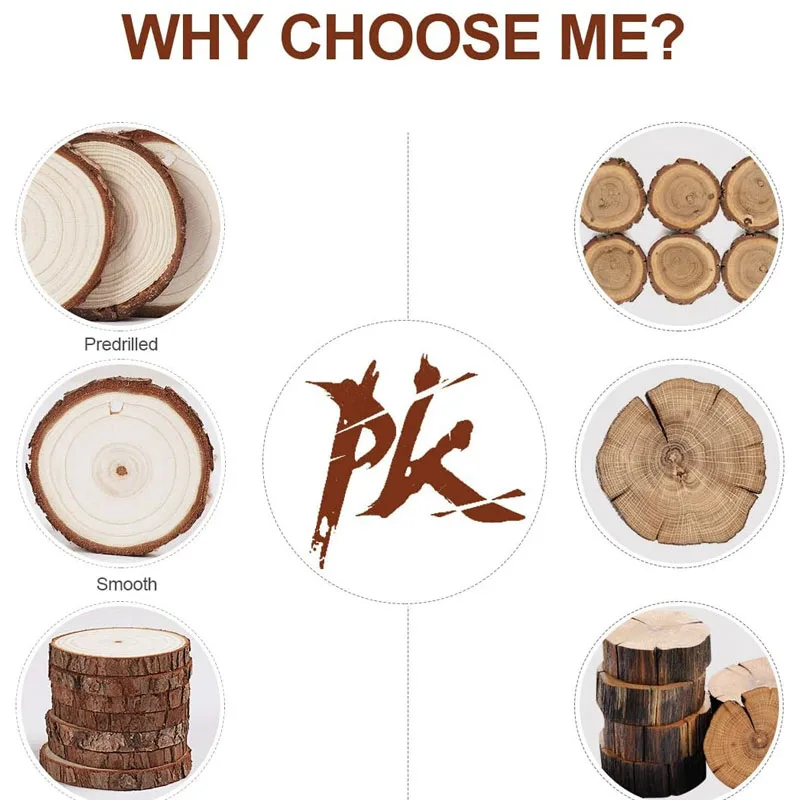 Unfinished Natural Wood Slices 30 Pcs Craft Wood kit Christmas DIY Crafts with Bark for Crafts Rustic Wedding Decoration
