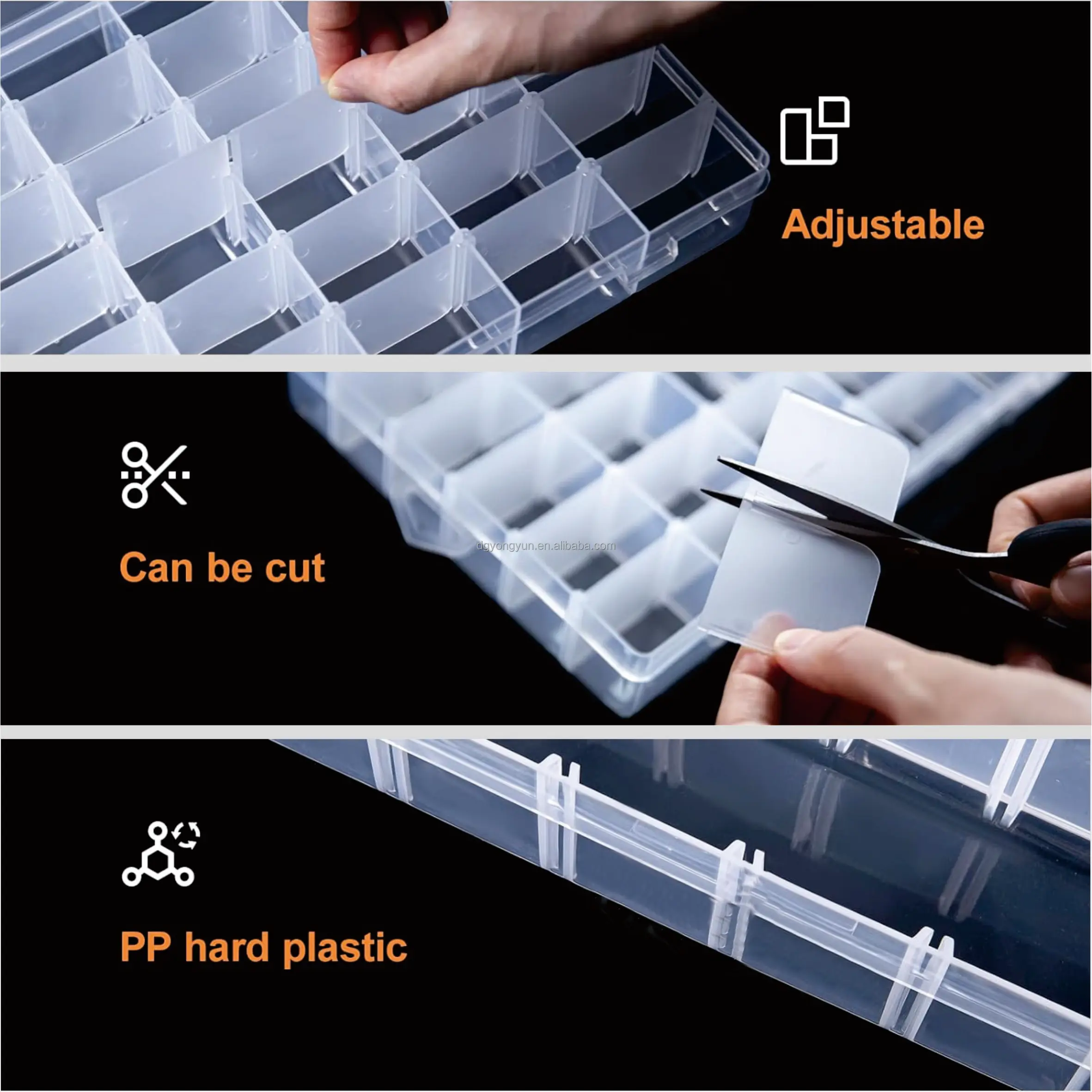Small 24 Compartment Plastic Organizer with Adjustable Dividers, Clear Organizer, Jewelry . Fishing Gear. Small Parts. Organizer