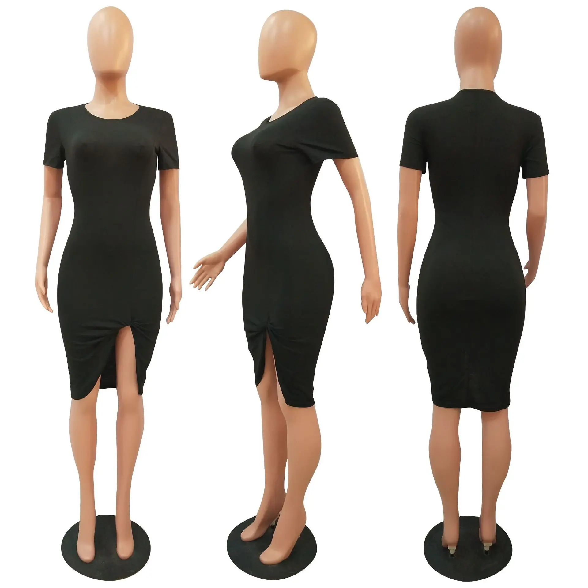 MT46-726 Fashion 3D Lips Printing Short Sleeve Loose Black Dress Shirt With Pattern