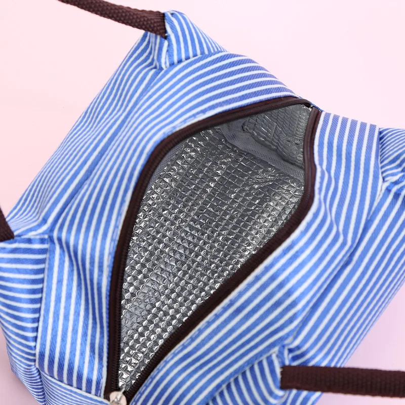 Large Capacity Stripe Oxford Cloth Thermal Insulated Stripe Lunch Bag For School Beach Office Lunch Bags For Adults