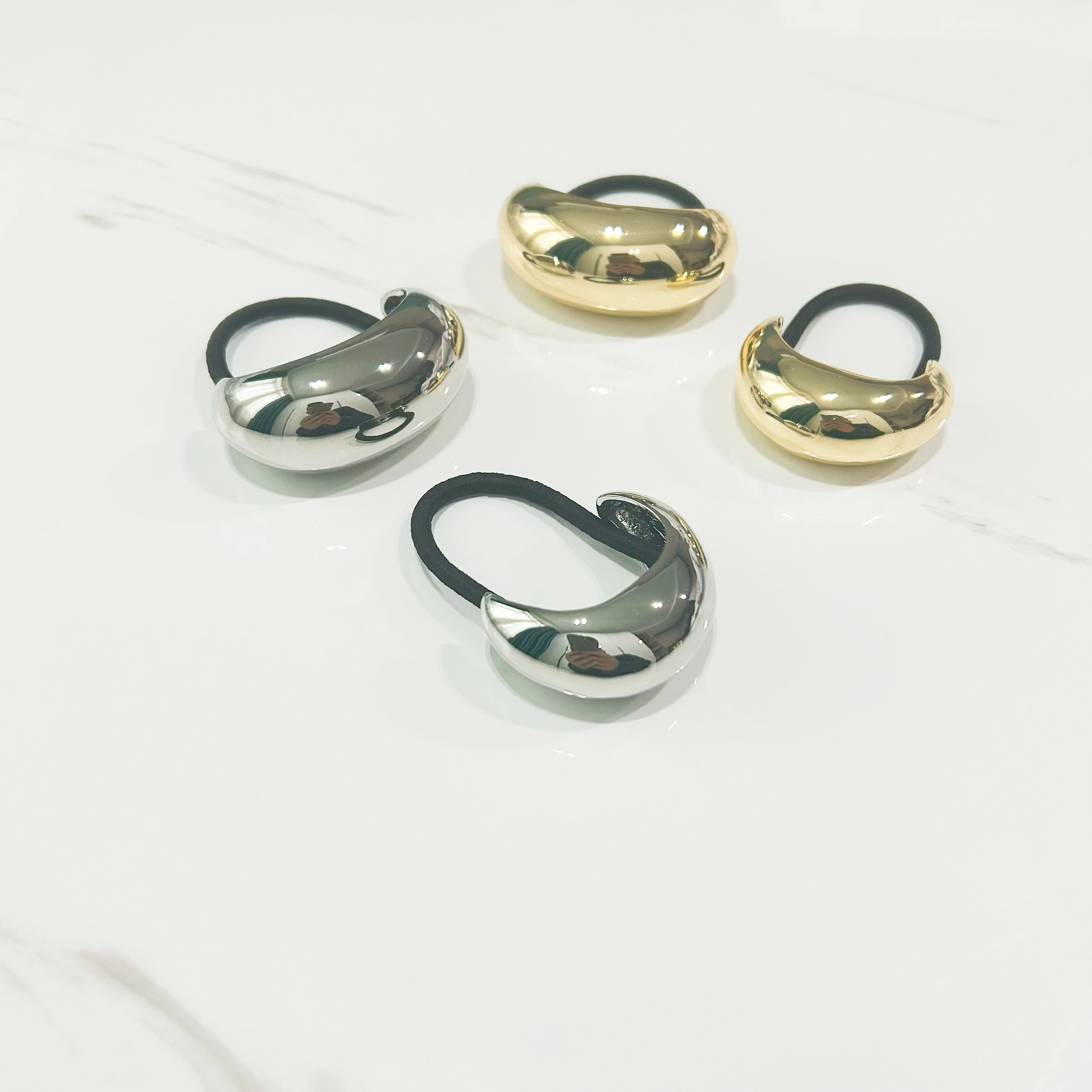 6*3.5*2.5cm Simple Rubber Band Head Rope Metal Hair Ties Hair Accessories Metal Geometric Shape Tied Horsetail Hair Rope for wom