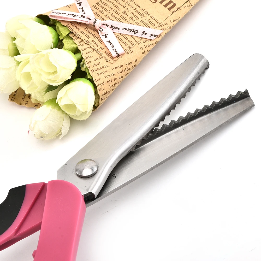 9Inch Fabric Dress Tailor Pinking Shears Professional Handheld Dressmaking Zig Zag Sewing Scissors