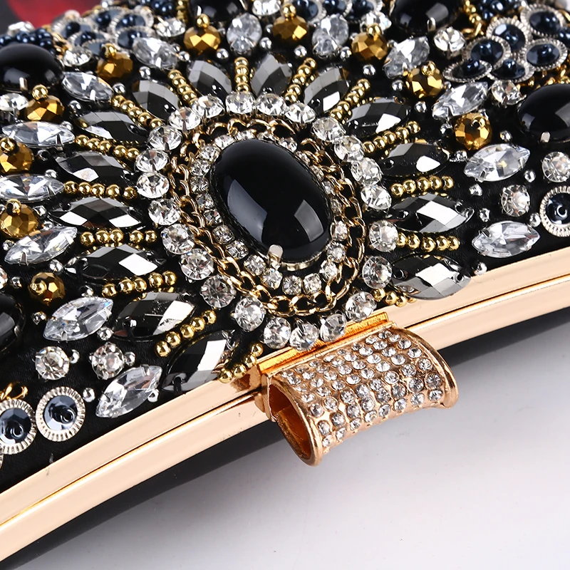 
Best Fashionable Online Wholesale Indian Style Crystal Beads Clutch Bag Evening Stone Beading Purse Women Clutch Crystal Bag 