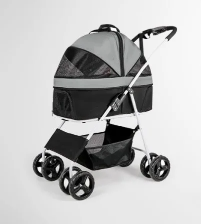 Wholesale customized folding luxury 4 wheels dual cheap small cat dog pet cart stroller