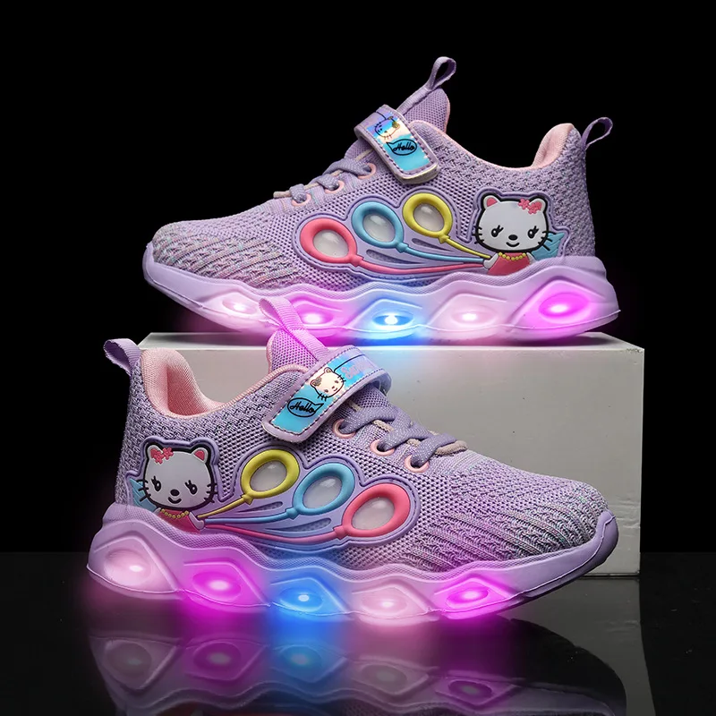 Child Luminous Sneakers Frozen Princess Kids Led Flashing Boots Girls Casual Shoes With Lights