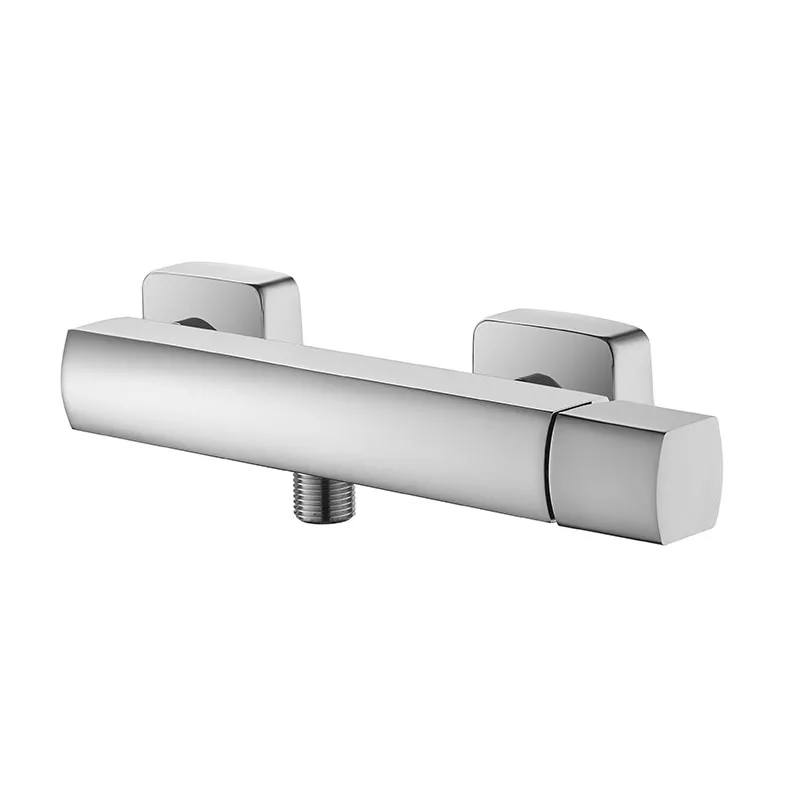 Sanirpo high quality square 304 modern brass body chromed exposed bathroom shower set bath tub faucet grifo mixer tap