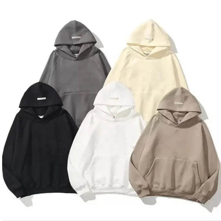 Custom logo high quality No String Pullover heavyweight wholesale cotton essentials Bulk heavy plain Blank men Oversize Hoody