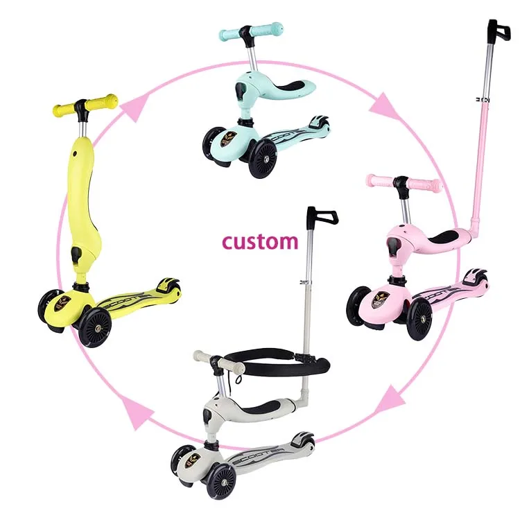 Kids Foldable Scooter Cycle Balance Bike 3 In 1 Push Bar 5 In 1 Cheap Kick Scooter Child Toy Kids Scooter 3 Wheel With Seat
