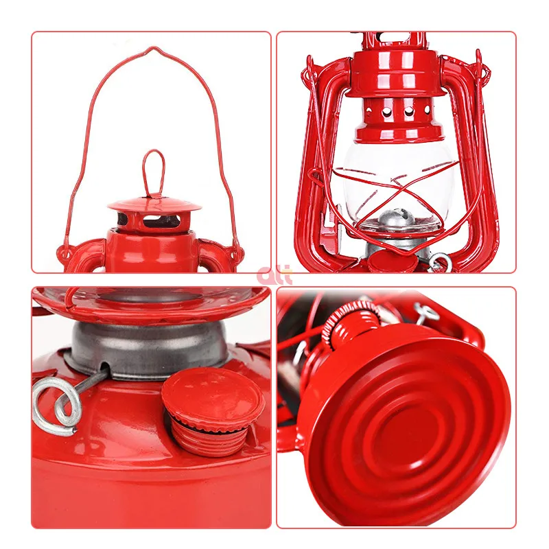 iron oil burning lantern/factory vintage kerosene lamp/tent outdoor camping light red