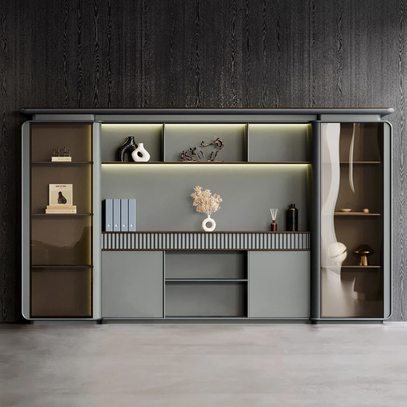 Luxury furniture glass door fireproof filing cabinets executive office president office cabinet