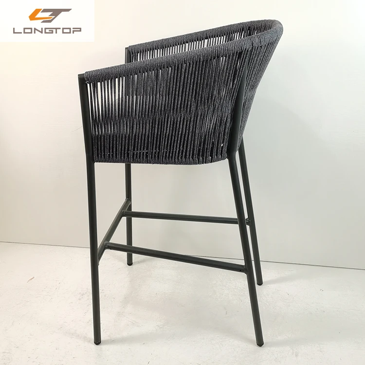 Factory wholesale commercial modern rope woven restaurant metal high bar chairs