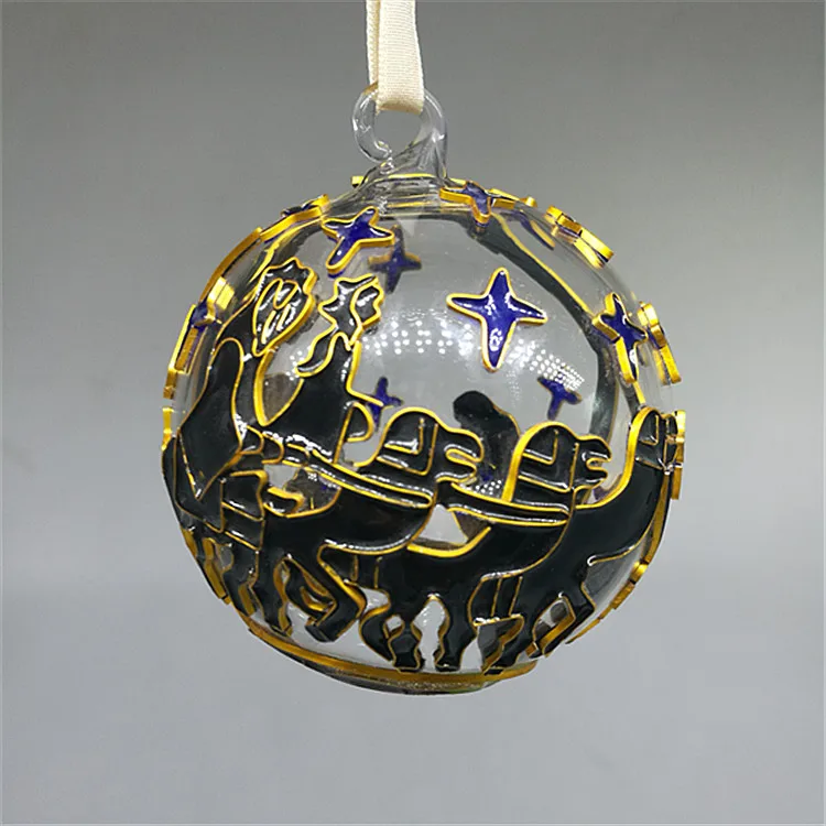 
Factory wholesale cloisonne enamel glass ball Christmas decoration, home decoration glass and hand-painted colored cloisonne, 