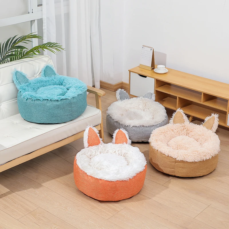 Dropshipping Dog kennel cat kennel all seasons universal antiskid web celebrity cat ears warm pet bed