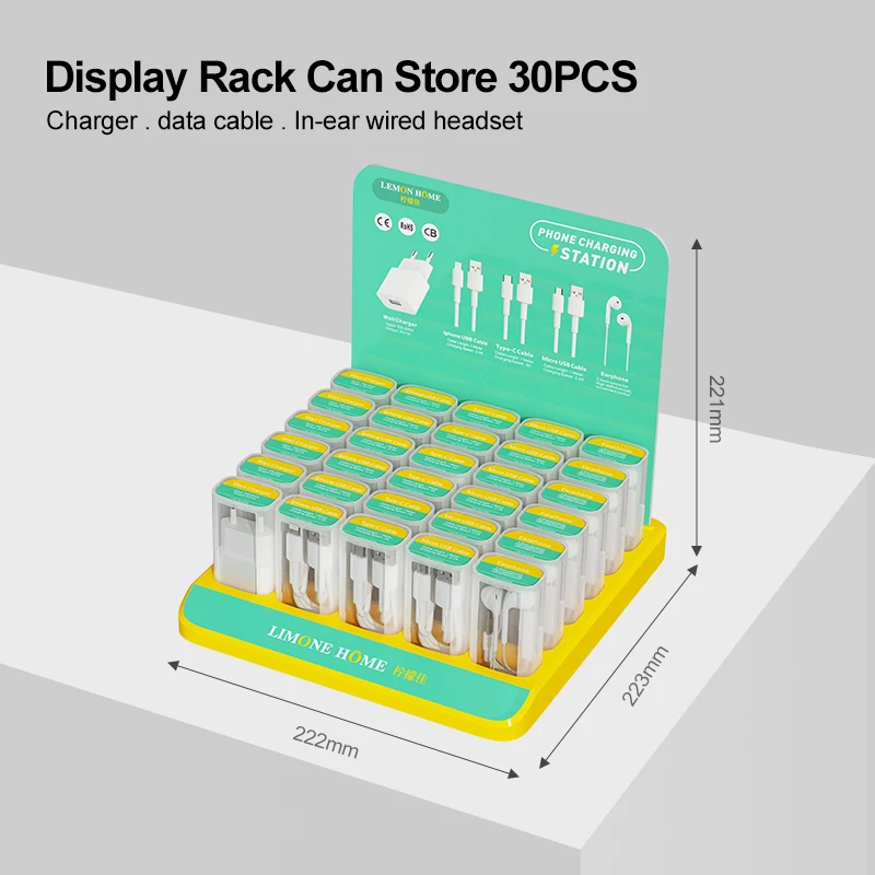 top selling 30pcs Fast Charging cable 1m USB Data cable mini small box packing For iPhone 13 Micro Type-C USB charger Cable Set