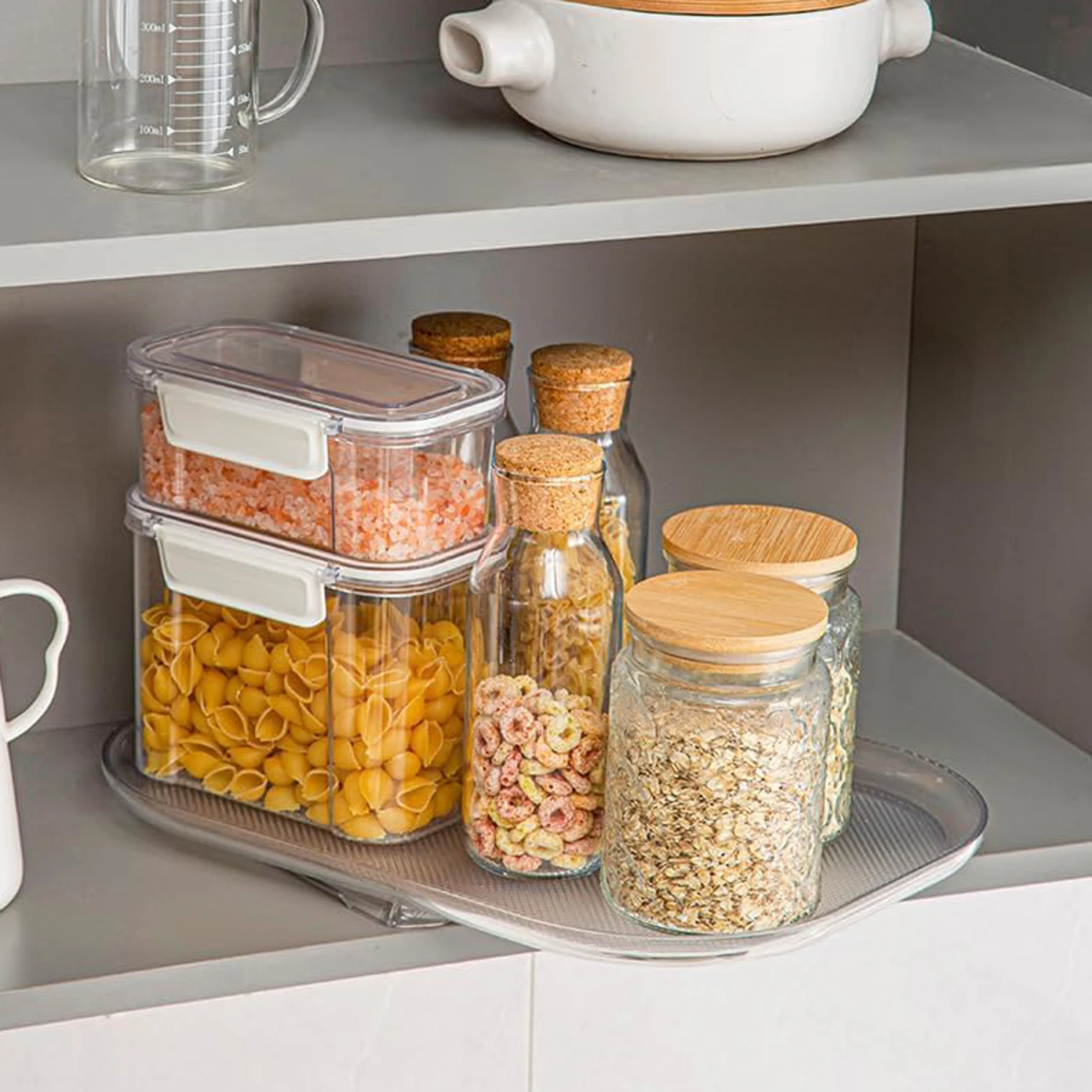 Turntable Organizer 360 Rotation Non Skid Spice Rack Pantry Cabinet Kitchen Bathroom Cosmetic Turntable Organizer Gadgets