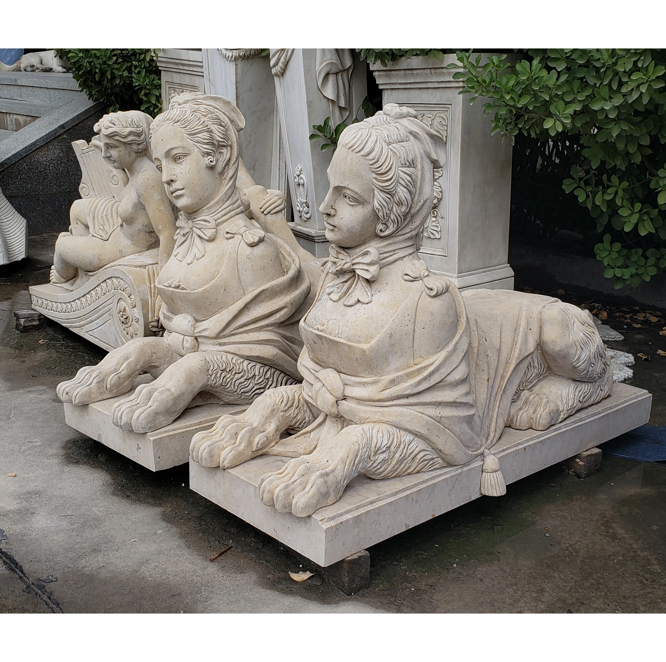 Egyptian Sphinx Statue for Garden Decoration Ancient Greek White Marble Statue