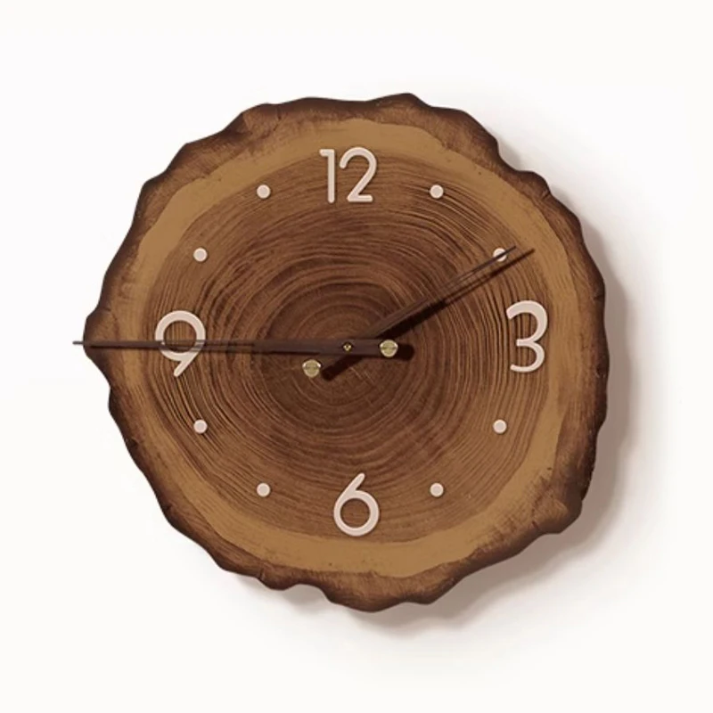 Wood color annual ring crystal porcelain clock small size table clock fashion tabletop ornament pointer clock