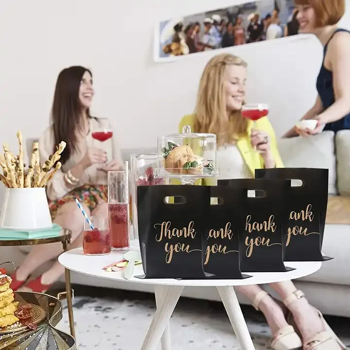 Kinshun Factory Custom Printed Logo Retail Luxury Die Cut Handle T-Shirt Biodegradable Thin Clear Thankyou Plastic Shopping Bags