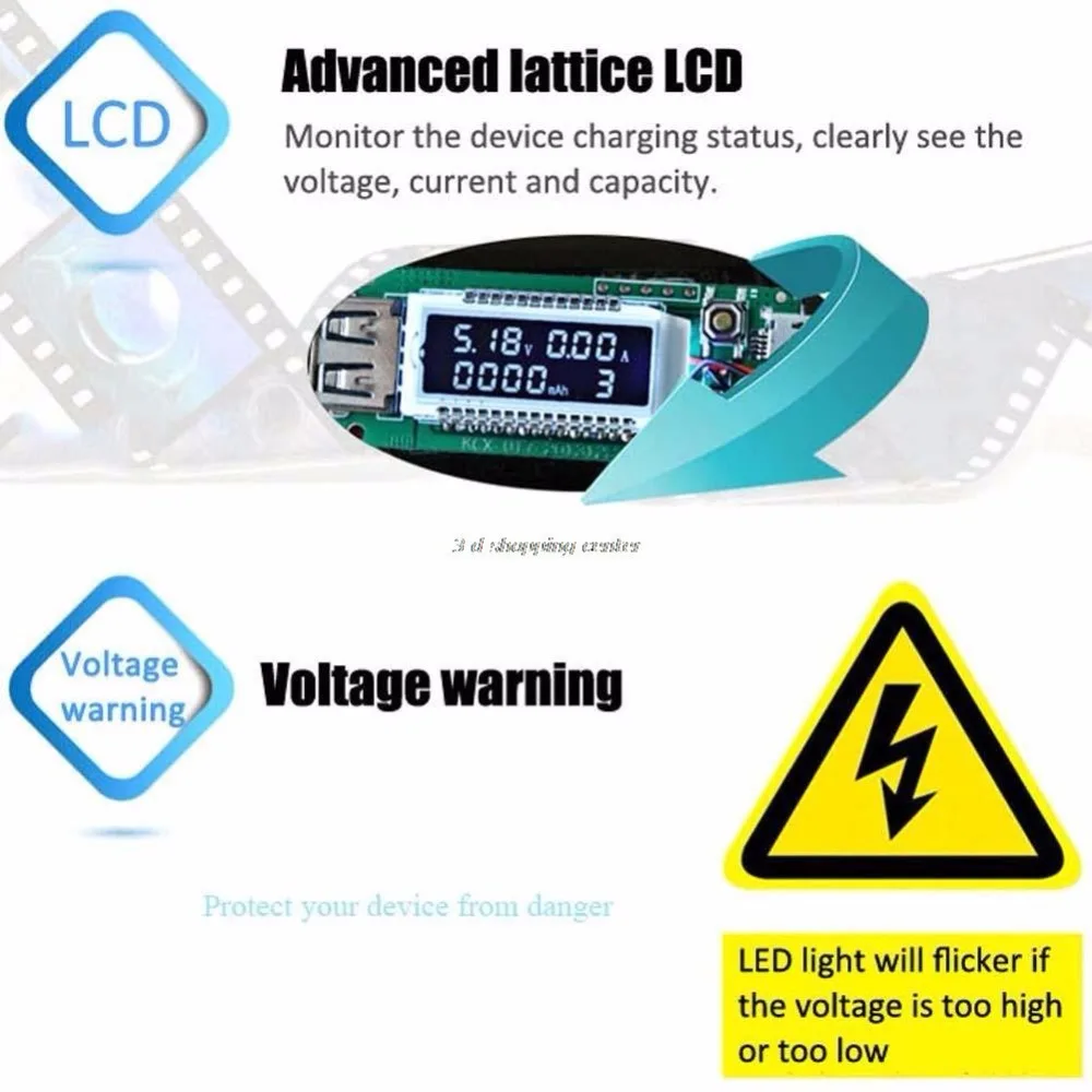 LCD Screen Mini Creative Phone USB Tester Portable Current Tester Mobile Power Charger Detector Voltmeter Ammeter with Cable