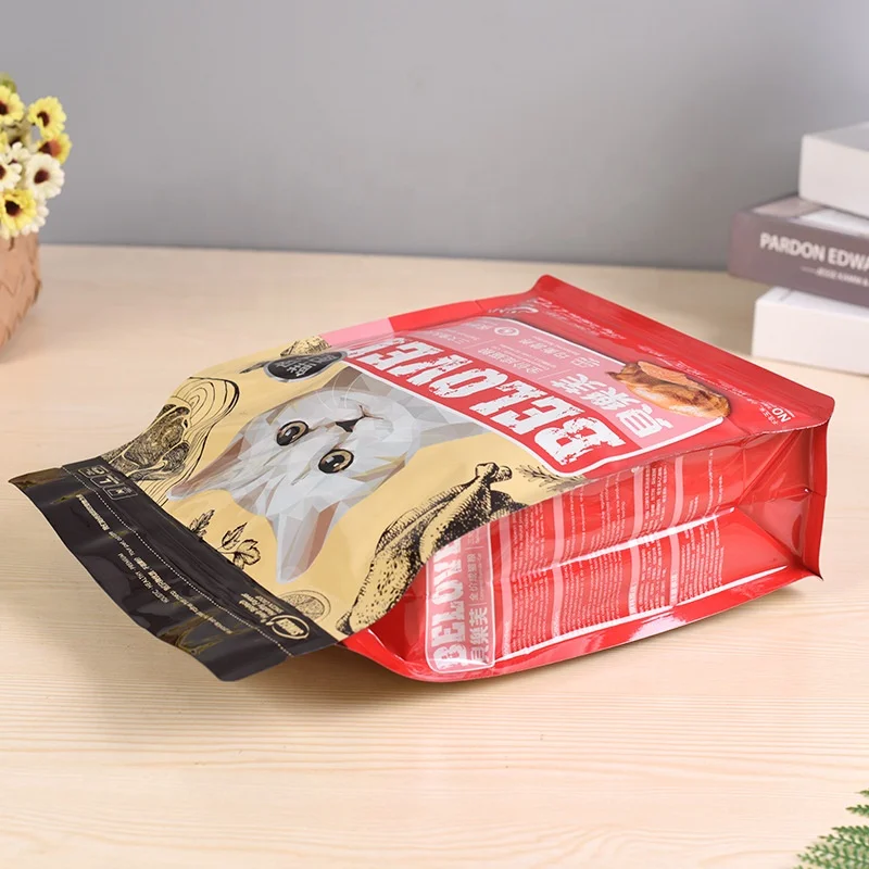 Customized Large Capacity Pet Food Packaging 10kg 15kg Premium Dog Cat Treat Metallized Ziplock Resealable Flat Bottom Bag