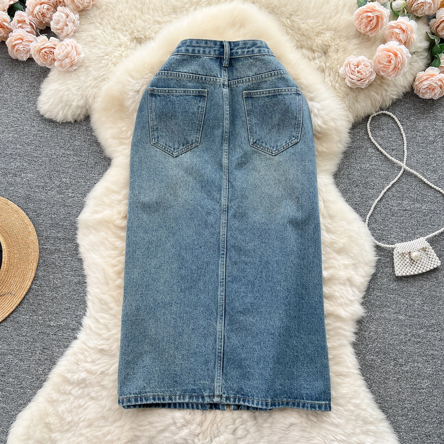 Summer Solid Pencil Skirt Women Casual High Waist Denim Long Skirts For Girls Casual Skirt Clothes Women Wholesale