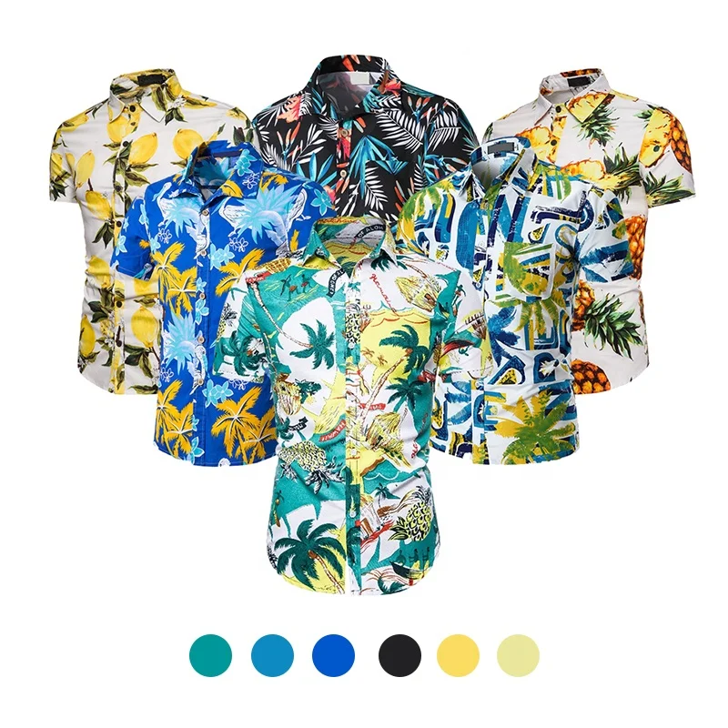  Ropa De Hombre отдыха «Aloha» мужские футболки из хлопка пляжные рубашки повседневное Гавайские с короткими рукавами Roupas Gomlek летняя