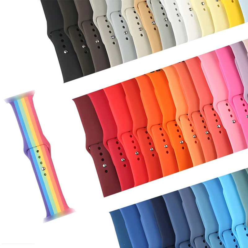  Ремешок силиконовый для Apple Watch series 6 5 4 3 2 1 сменный Браслет iwatch Correa 38 40 42 44
