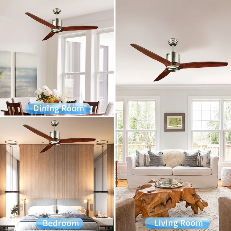 Wholesale Household Remote Control 3 Wood Blades Energy Saving Silent Modern Ceiling Fan Without Light