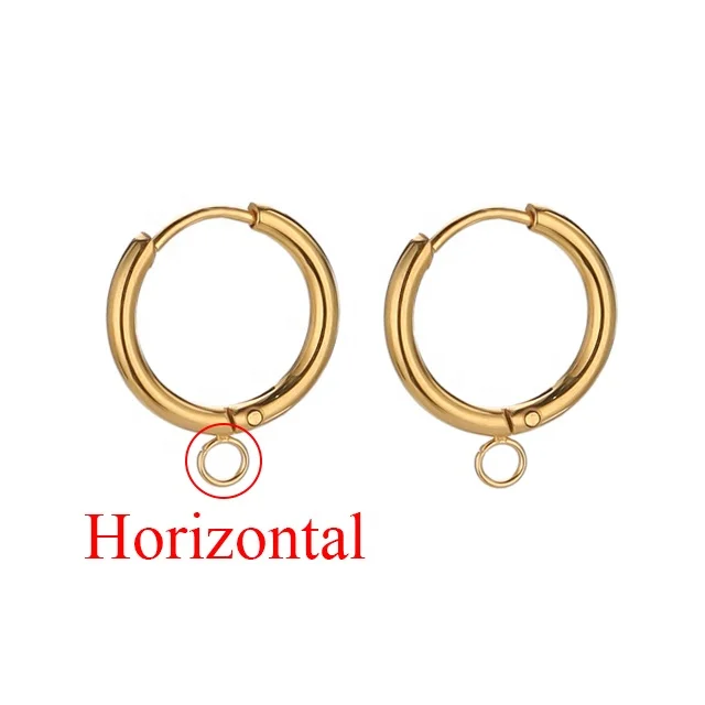 Stainless Steel Huggie Earrings Hooks with Loop Ear Post Jump Ring for DIY Jewelry Making Accessories