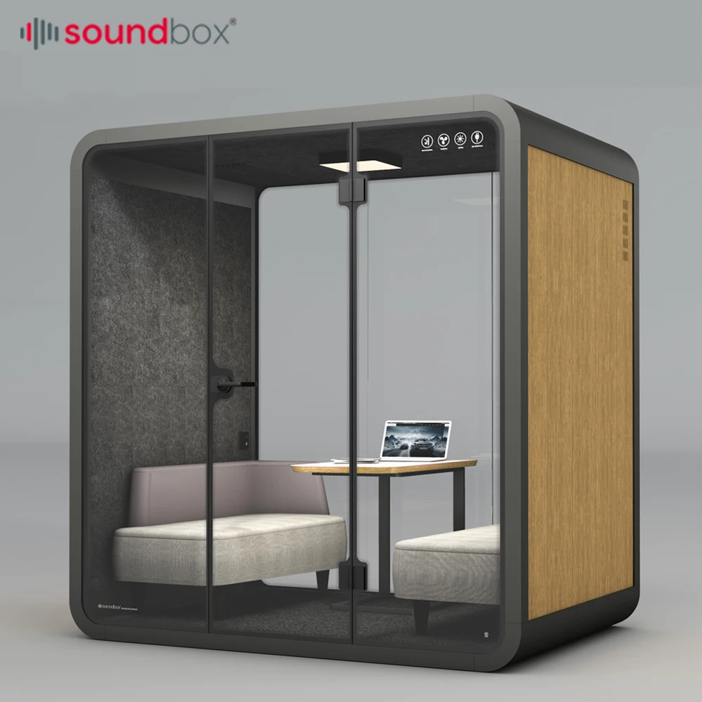 Soundproof Booth Soundbox Office Large Meeting Box Movable Silence Booth Light Strip Office soundproof cabin