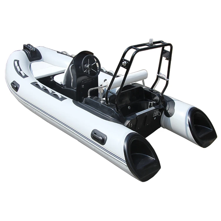 China Factory 13ft RIB390C Boat Fiberglass Inflatable Rowing Boats with Center Console RIB and Outboard Motor for Fishing