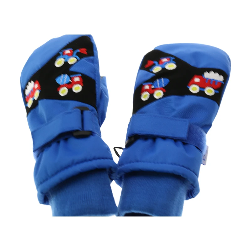 Thick leather ski gloves winter ski sports mittens down warm long cuff baby kids ski mittens