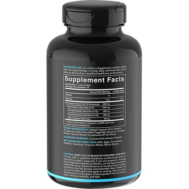 Omega-3 Triple Strength Fish Oil 90 Softgels 5-Star Certified Fish Oil Dietary Supplement