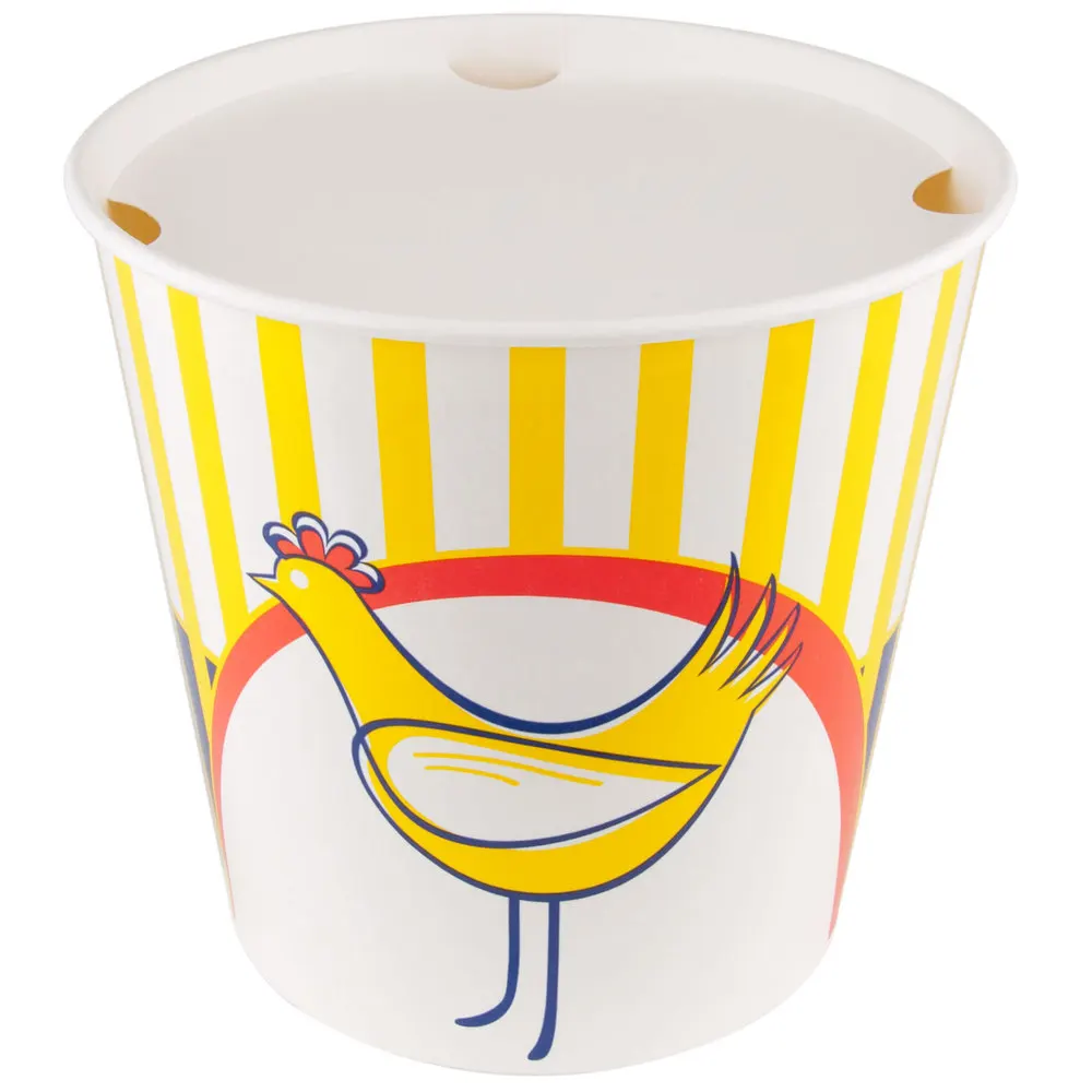 Food Grade Paper Greaseproof PE Coated Fried Chicken Paper Bucket with Lid
