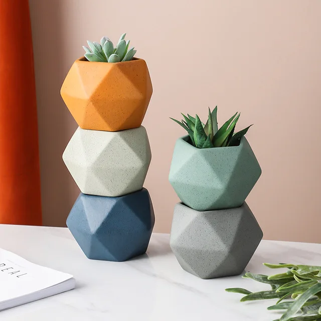 Creative design multi colors mini succulent pots ceramic succulent planter pot for desktop decoration