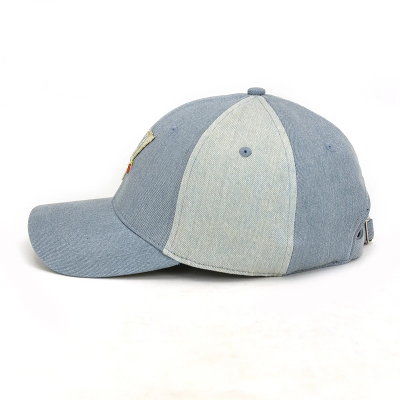 New arrival color block structured letter graphic blue jean cowboy baseball cap hat