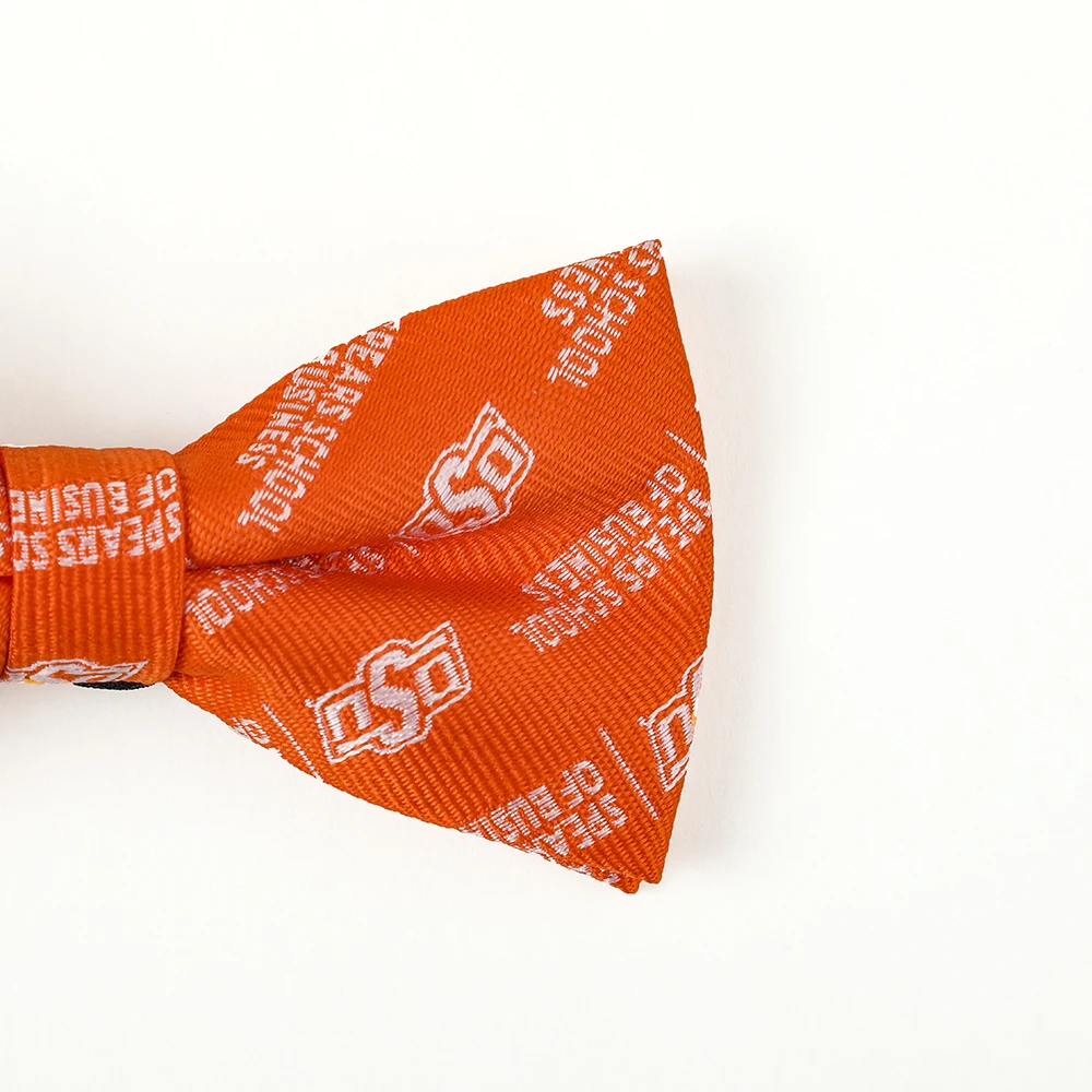Wholesale Orange Microfiber School Bow tie Jacquard Woven Bow Tie Banded Bowtie Polyester Pre-tied Bowtie