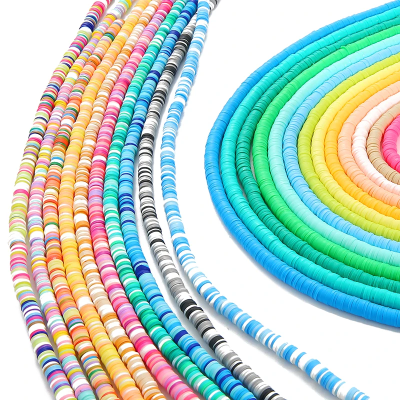  350Pcs 6mm Flat Round Color Polymer Clay Beads Slices for Girls Bracelet Making Diy Necklace&Earrings Accessories