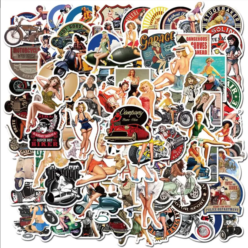 100pcs sexy anime girl stickers decals vintage sticker for travel case stickers car skateboard motorcycle bicycle luggage guitar