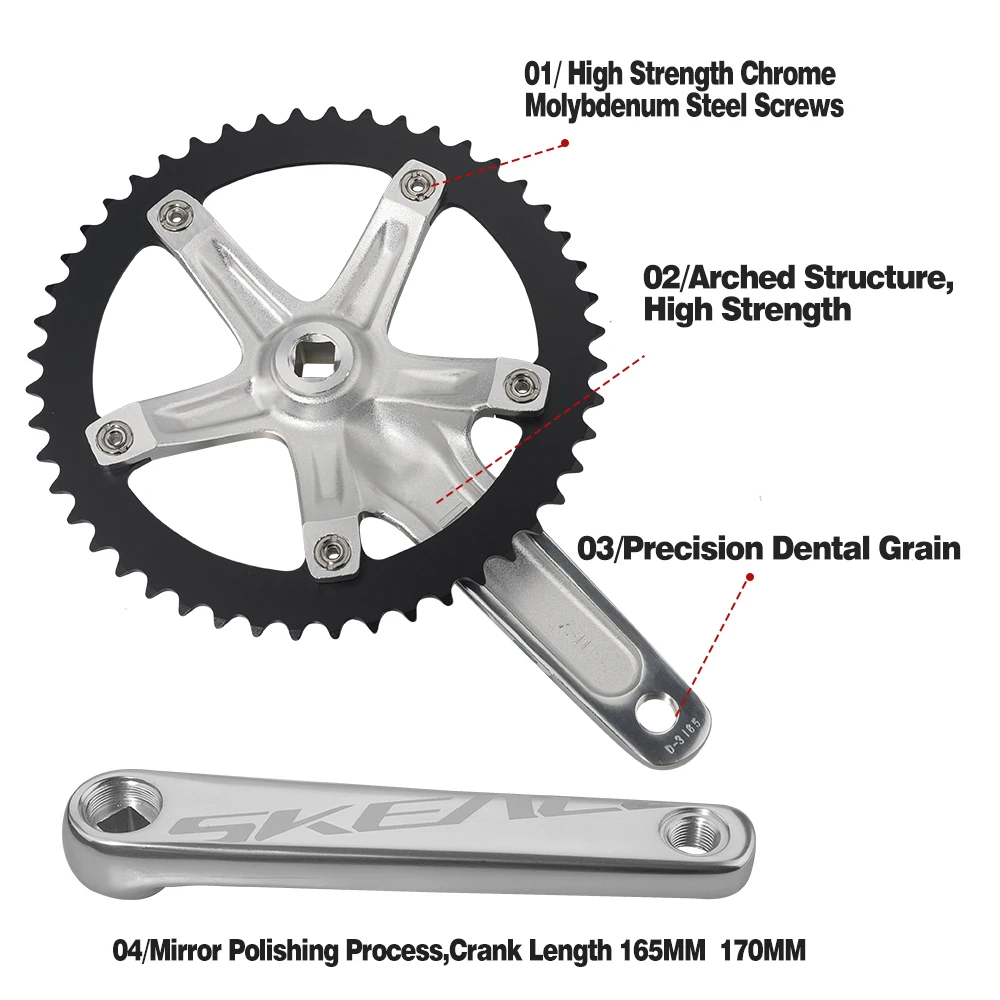 Aluminum Alloy A11-AS210 165mm/170mm Crankset Chain Wheel 144MMBCD 48T/49T Gear bike crank set with CNC Integrated Molding