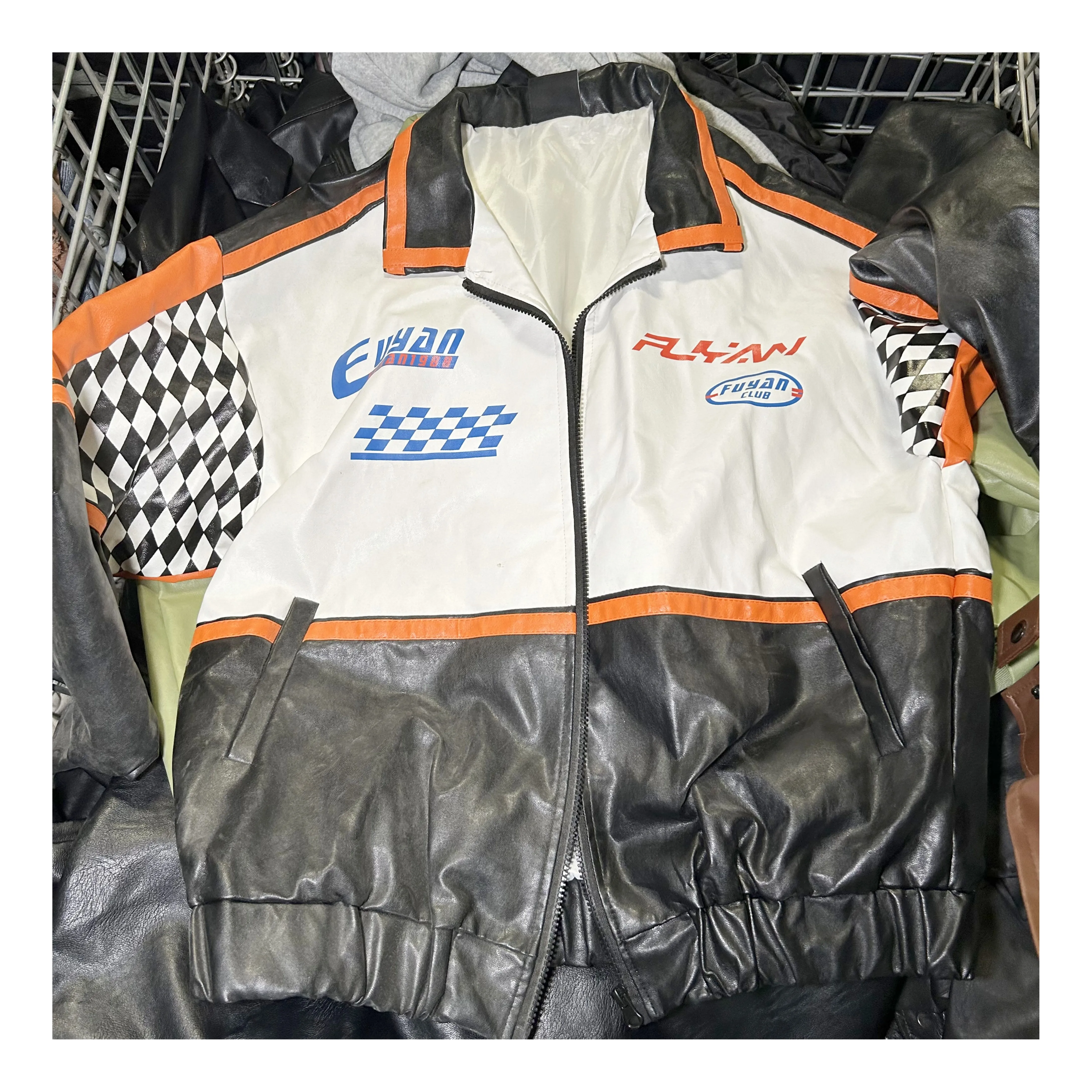 C10 wholesale high quality used clothes bales second hand leather jacket mixed vintage coat