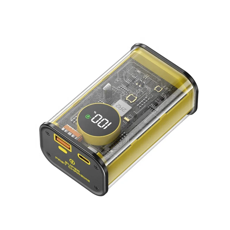 Transparent Power Pack PD22.5W 10000mah Super Fast Charging With LED Camping Light Outdoor Mobile Power Supply