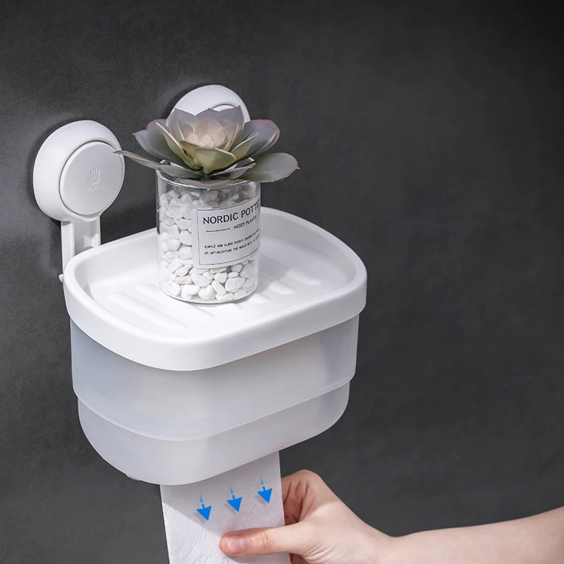 Taili Premium Wall Mounted Plastic Tissue Box Holder Kitchen Bathroom Hanging Storage Box Toilet Roll Paper Holder