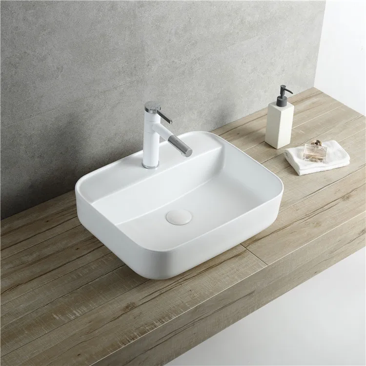 Wholesale fashion low price sanitary ware porcelain small square hand wash sink counter top bathroom ceramic art basin