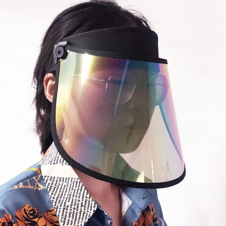 Full face Spittle and dust Anti bacteria transparent plastic sun visor hat  for adult and kids