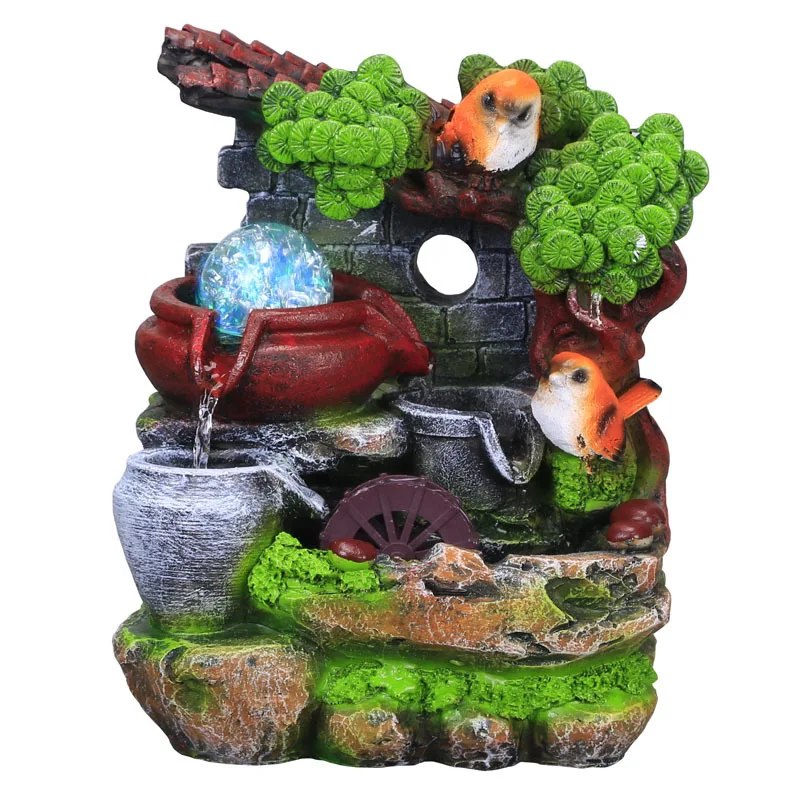 Table top small rockery water fountain living room bonsai decoration resin crafts fish tank landscape
