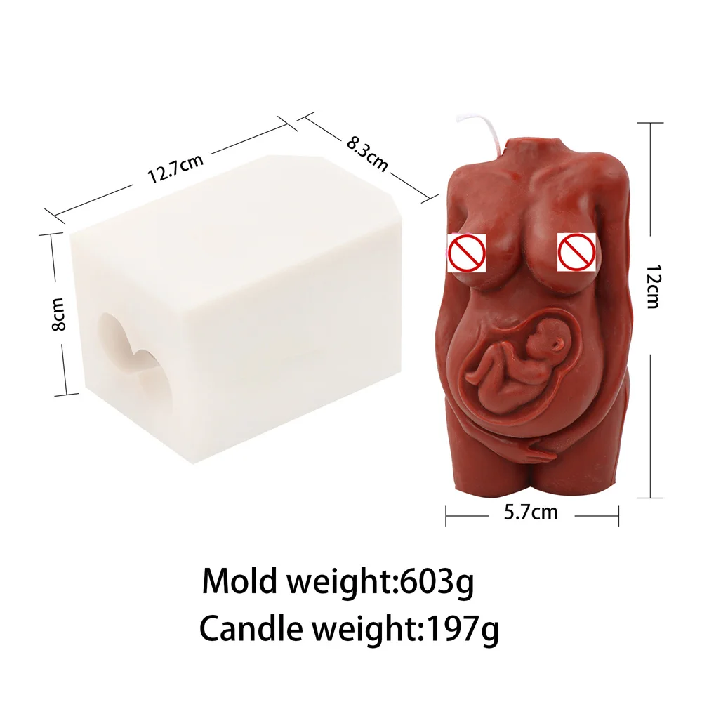 Carved Pregnant Woman Candle Molds Silicone Female Body Resin Soap Moulds Human Torso Statue Tool Gift Souvenir Holiday Decor