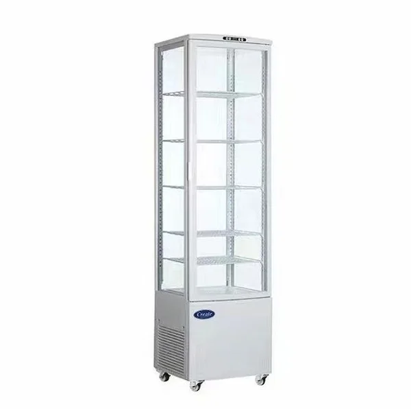 Upright 4 Sides Glass Cooler Cake Showcase Beverage Refrigerator Cold Drink Fridge Refrigerated Display Cooler