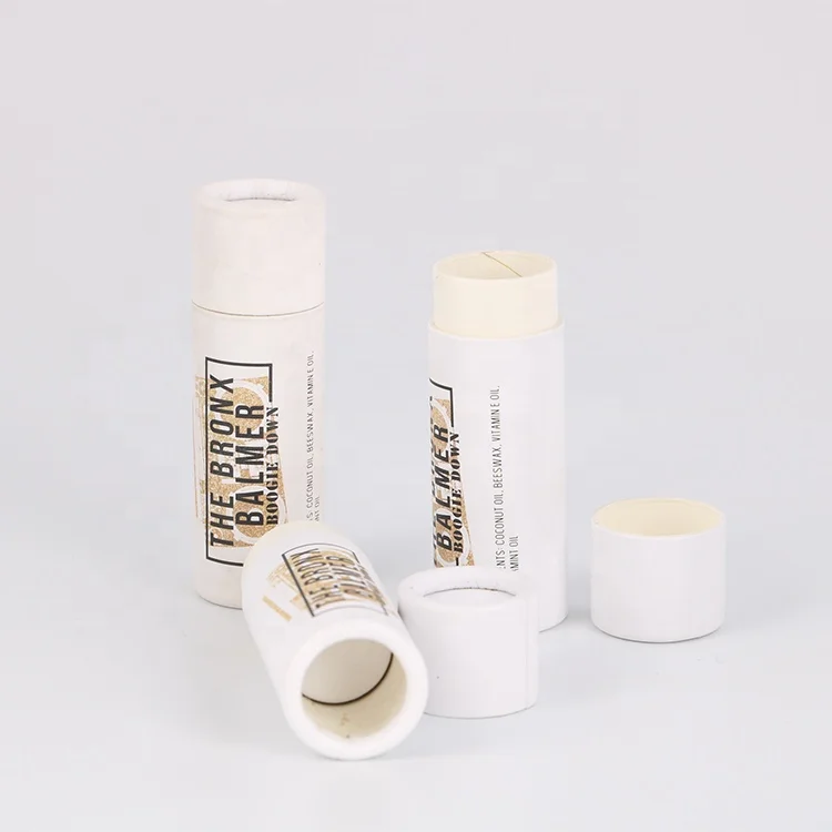 Белый экологичный Круглый бумажный бальзам для губ с логотипом